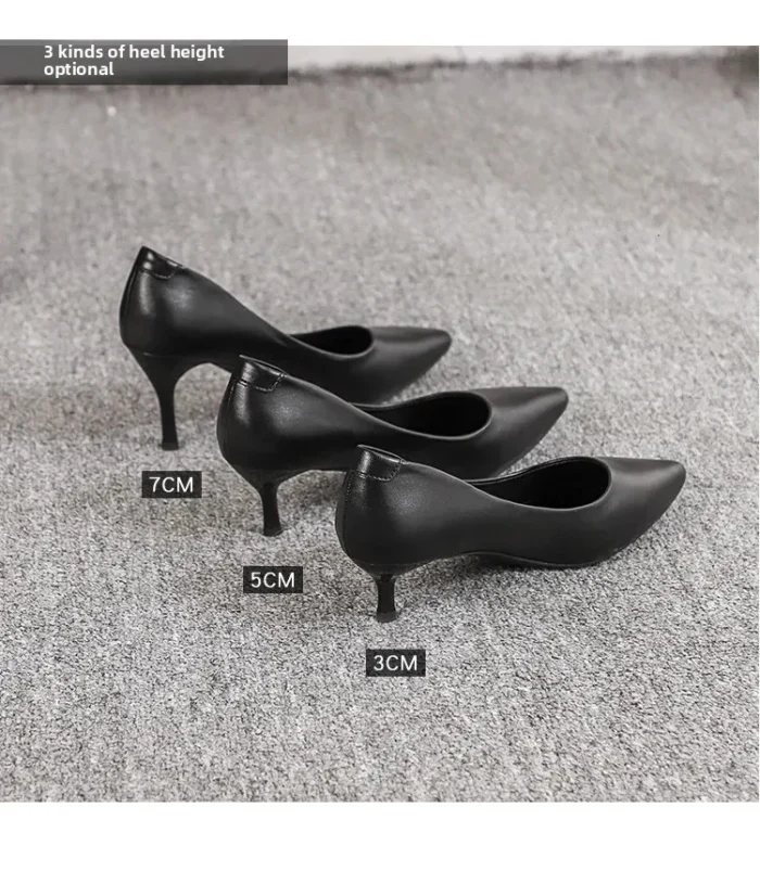 Stylish Pointed Toe High Heels for Air Stewardess Women's Professional Work Shoes Elegant Thin Heel Formal Black Leather Shoes - Image 5