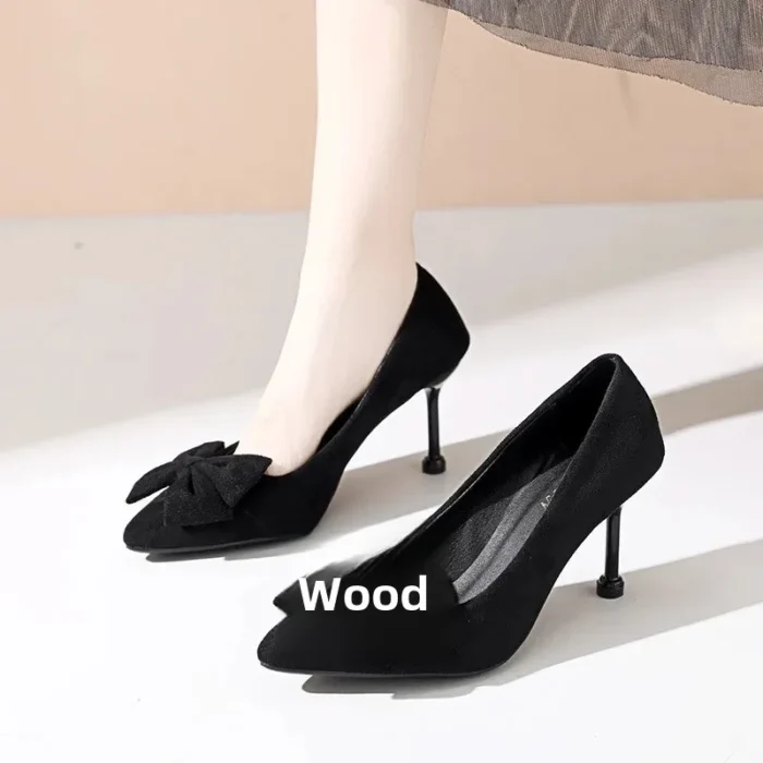 Elegant French Style Women's Single Shoes Versatile Bowling Boots Black High Heels With 3cm Sole Thickness For Adults - Image 8