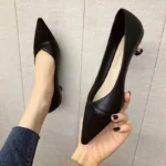 French Style Low Heel Pointed Toe Single Shoes Black Work Shoes 3cm Heel Spring Summer Fashion Flat High Heels Adult Footwear - Image 6