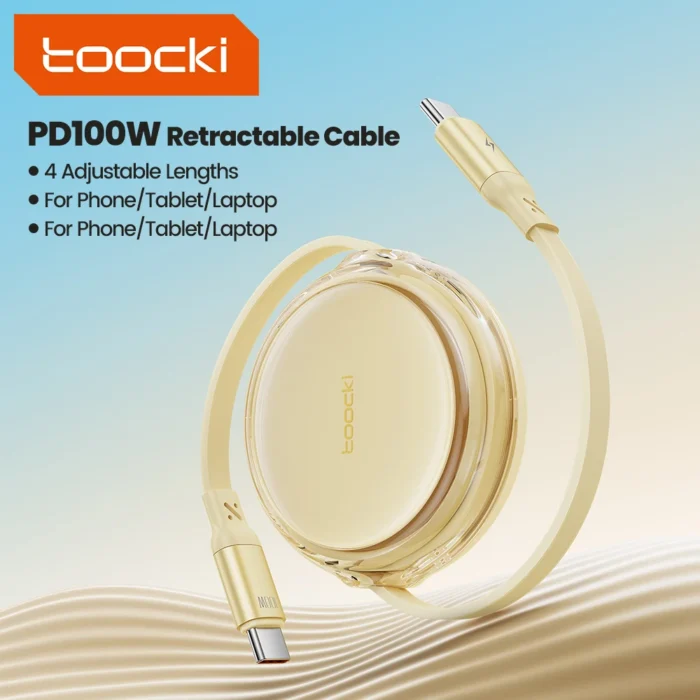 Toocki Retractable 100W USB C Cable For Tablet Laptop Fast Charger Cable For iPhone 15 Pro Max Type C For Samsung S23 Xiaomi  ﻿ - Image 1