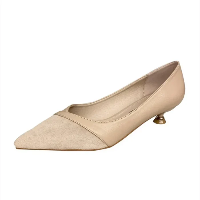 French Style Low Heel Pointed Toe Single Shoes Black Work Shoes 3cm Heel Spring Summer Fashion Flat High Heels Adult Footwear - Image 1