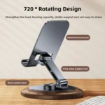 Professional Walnut Base Phone Holder Folding Metal Tablet Stand Anti Slip 360° Rotating Cell Phone Bracket Live Streaming - Image 3