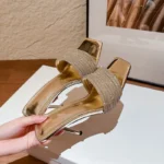 Bling Bling Luxury Crystal Square toe Women Slippers Sandals Fashion Narrow band Stiletto High heels Mules Slides Modern Shoes - Image 8