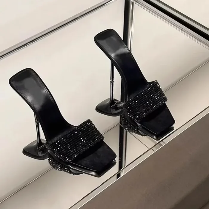 Sexy Sandals Women's Summer High Heels Thin Heel Strap Slip-On Shoes Outdoor Wear Rubber Sole Polyurethane Upper Footwear - Image 2