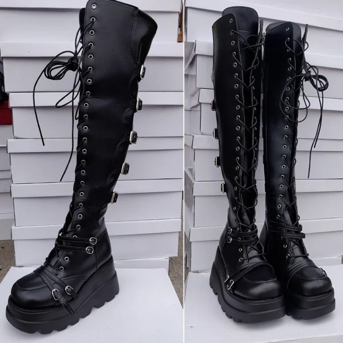 Women’s Thigh-High Boots – Platform & Buckles - Image 4