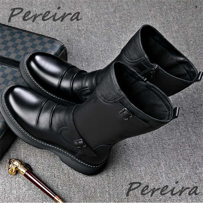 Men’s Leather Boots – Buckle & Winter Style - Image 3