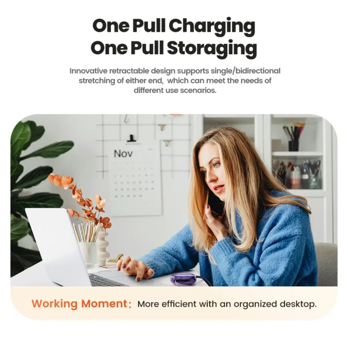 Toocki Retractable 100W USB C Cable For Tablet Laptop Fast Charger Cable For iPhone 15 Pro Max Type C For Samsung S23 Xiaomi  ﻿ - Image 5