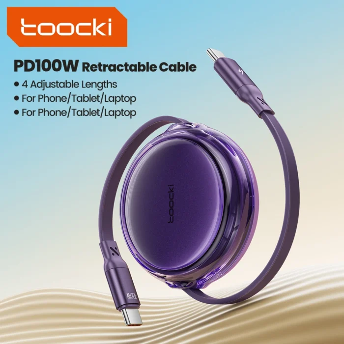 Toocki Retractable 100W USB C Cable For Tablet Laptop Fast Charger Cable For iPhone 15 Pro Max Type C For Samsung S23 Xiaomi  ﻿ - Image 9