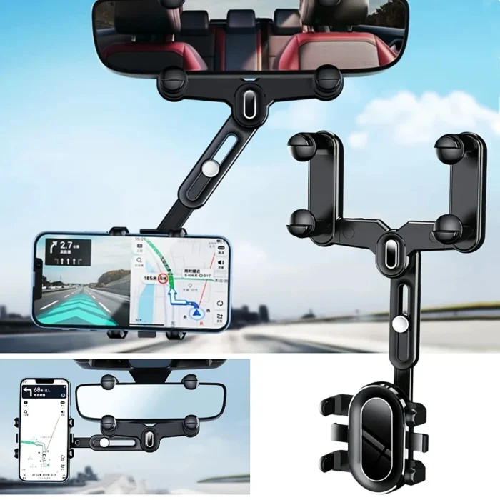 360 Rotating Car Phone Holder Rearview Mirror Mount Car Phone Bracket Navigation GPS Stand Foldable Mobile Cell Support in Car - Image 6