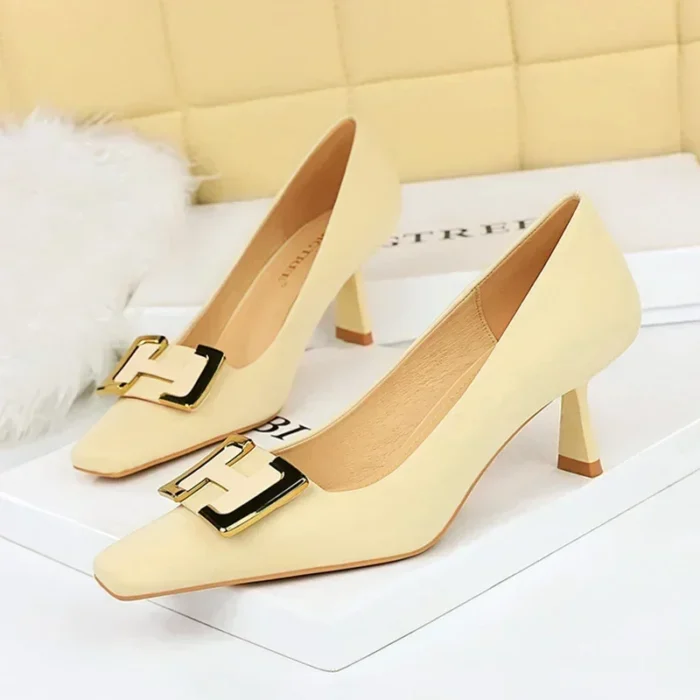 Women’s Dress Pumps – Square Toe & Metal Buckle - Image 2