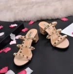 Lady Big Size 33-48 High Heels Slides With Rivets British Style Fashion Women Shoes Outdoor Gold Silver Matte Shiny No V Slipper - Image 9