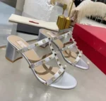 Lady Big Size 33-48 High Heels Slides With Rivets British Style Fashion Women Shoes Outdoor Gold Silver Matte Shiny No V Slipper - Image 8