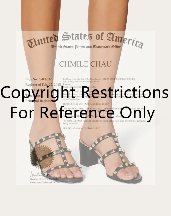 【Measure your feet length before order】Rivets Strappy Luxury Designer Women Elegant Slide Sandals Block High Heel Shoe 75-CHC-33 - Image 5