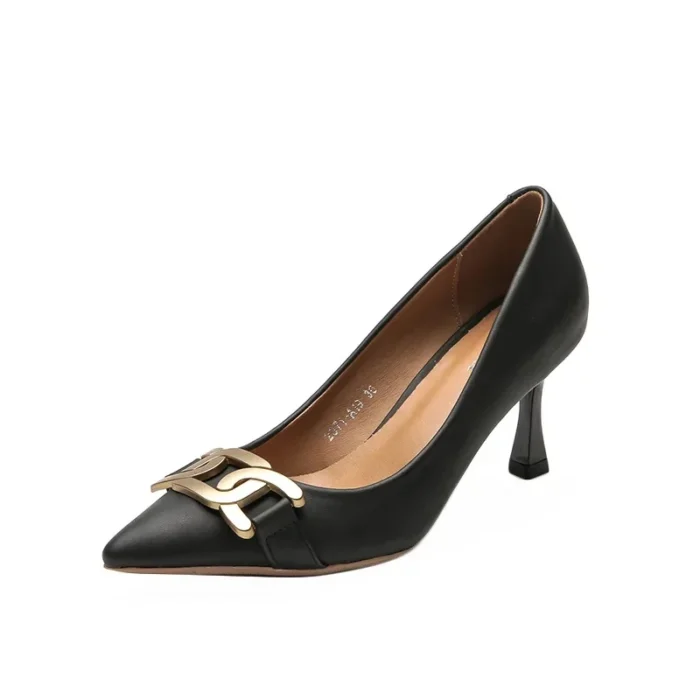 Gomeini Women's Pointed Toe Slip-On High Heels Comfortable Thin Heel Casual Shoes Fashionable Simple Design Microfiber Upgraded - Image 6