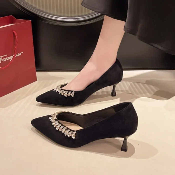 Luxury Sparkling Crystal Decorative Design High Heels Women 2025 Pointy Ladies Mary Jane Shoes High Quality Party Stiletto Heels - Image 4