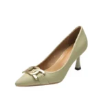 Gomeini Women's Pointed Toe Slip-On High Heels Comfortable Thin Heel Casual Shoes Fashionable Simple Design Microfiber Upgraded