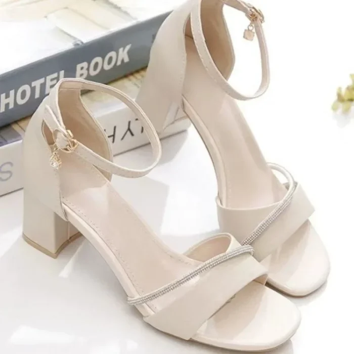 Women's Sandals Open Toe Thick Heel One Strap High Heels Summer New Fashion Fairy Style Versatile Elegant Rubber Bottom Shoes - Image 3