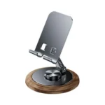 Professional Walnut Base Phone Holder Folding Metal Tablet Stand Anti Slip 360° Rotating Cell Phone Bracket Live Streaming - Image 6