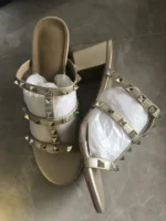 Lady Big Size 33-48 High Heels Slides With Rivets British Style Fashion Women Shoes Outdoor Gold Silver Matte Shiny No V Slipper - Image 6