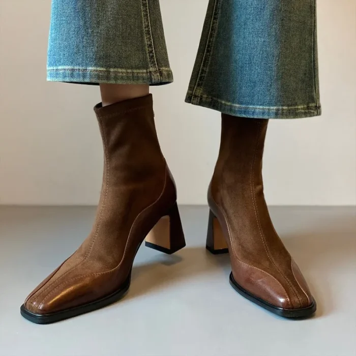 Women’s Ankle Boots – Square Toe & Thick Heel - Image 4