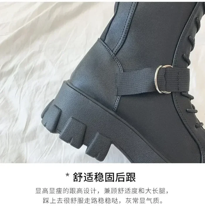 Women’s Leather Boots – Lace-Up Platform Style - Image 4