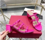 Lady Big Size 33-48 High Heels Slides With Rivets British Style Fashion Women Shoes Outdoor Gold Silver Matte Shiny No V Slipper - Image 13