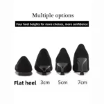 Women's High Heels Soft Bottom Pointed Toe Thin Heel New Black Shoes Spring Season Low Rubber Outsole Comfortable Fit Footwear - Image 3
