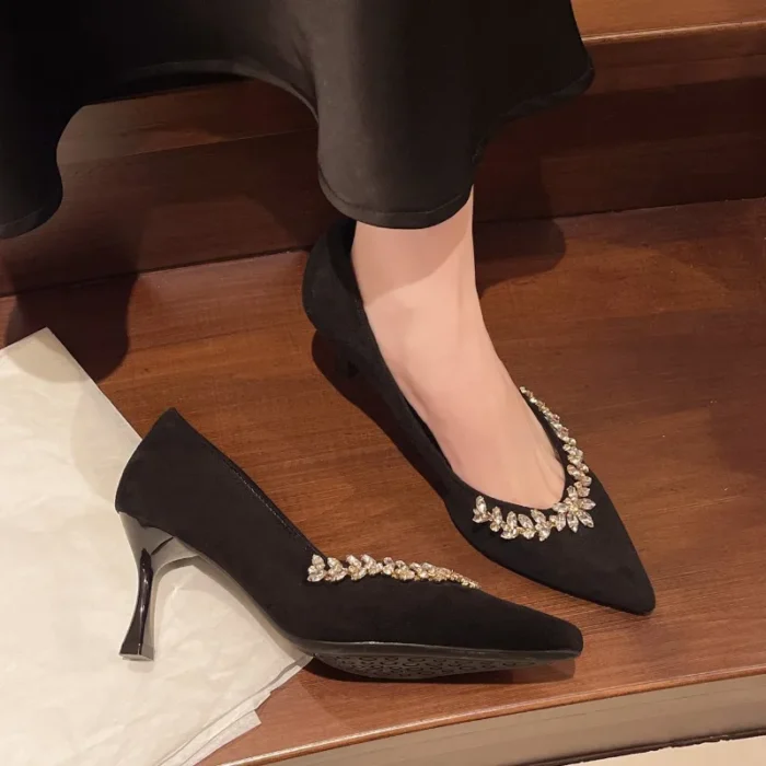 Luxury Sparkling Crystal Decorative Design High Heels Women 2025 Pointy Ladies Mary Jane Shoes High Quality Party Stiletto Heels - Image 3