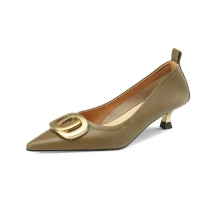 Women’s Heels – Gold Color & Metal Buckle