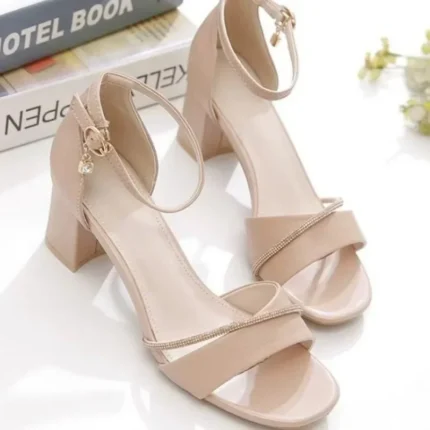 Women's Sandals Open Toe Thick Heel One Strap High Heels Summer New Fashion Fairy Style Versatile Elegant Rubber Bottom Shoes