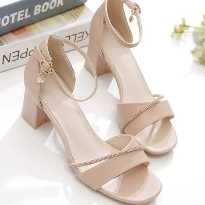 S68510d175fd5406d9ea448b3c6611a2bt.webp Women's Sandals Open Toe Thick Heel One Strap High Heels Summer New Fashion Fairy Style Versatile Elegant Rubber Bottom Shoes - Image 1