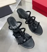 Lady Big Size 33-48 High Heels Slides With Rivets British Style Fashion Women Shoes Outdoor Gold Silver Matte Shiny No V Slipper - Image 18