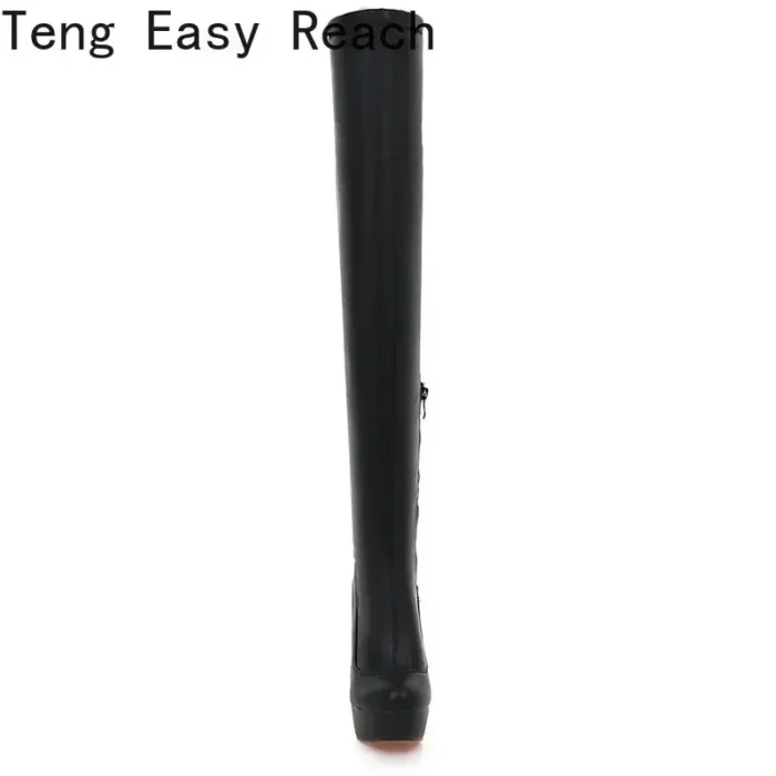 Women’s Overknee Boots – Stretch PU & High Heel - Image 3