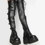 Women’s Thigh-High Boots – Platform & Buckles