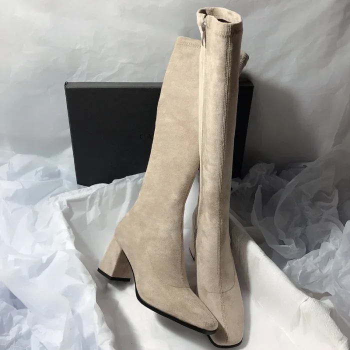Women’s Knee-High Boots – Suede & Chunky Heel - Image 4