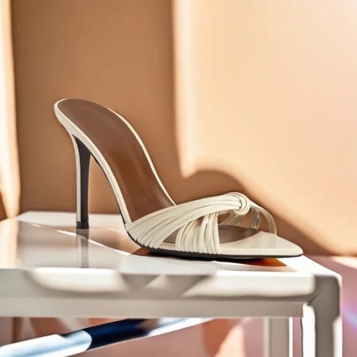 Summer Pointed Toe Ladies Slippers Fashion Fine Heels Sandals Solid Weave Female Pumps Slingback Slip On Women Shoes 2025 - Image 5