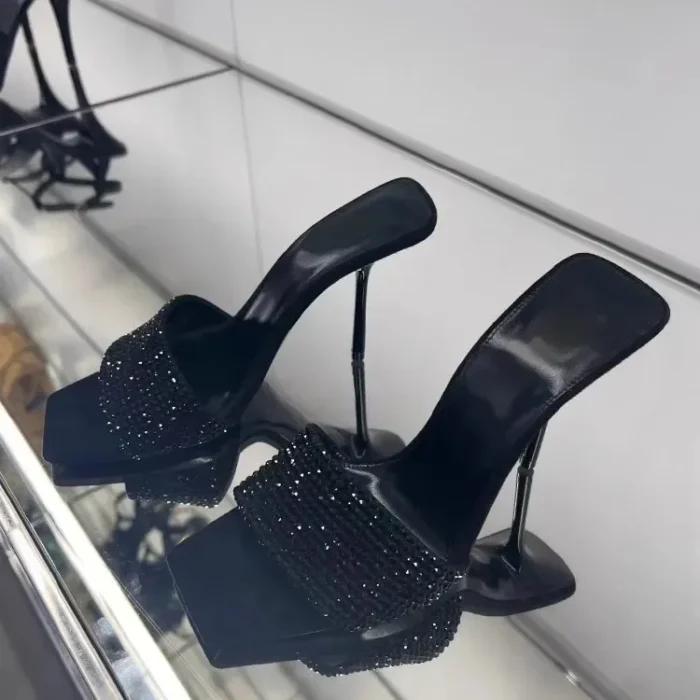 Sexy Sandals Women's Summer High Heels Thin Heel Strap Slip-On Shoes Outdoor Wear Rubber Sole Polyurethane Upper Footwear - Image 4