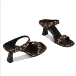 New 2025 Sexy Leopard Print Open-Toe Thin Heel Women's Slippers Summer Outdoor Wear Rubber Bottom Polyurethane Material - Image 3