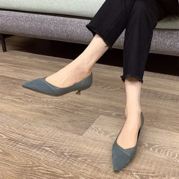 French Style Low Heel Pointed Toe Single Shoes Black Work Shoes 3cm Heel Spring Summer Fashion Flat High Heels Adult Footwear - Image 4