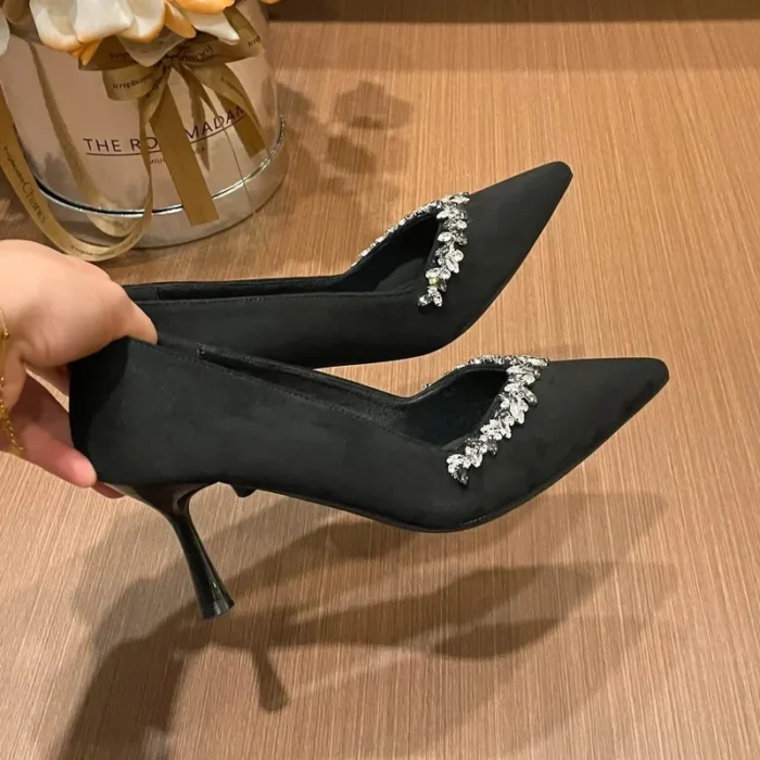 Women's 9cm High Heel Single Shoes Spring Autumn New Velvet Pointed Toe Professional Work Shoes Thin Heel Slip-On Shoes - Image 6