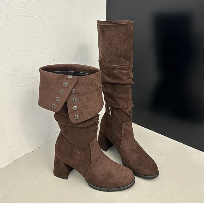 Women’s Knee-High Boots – Vintage & Slip-On Style - Image 1