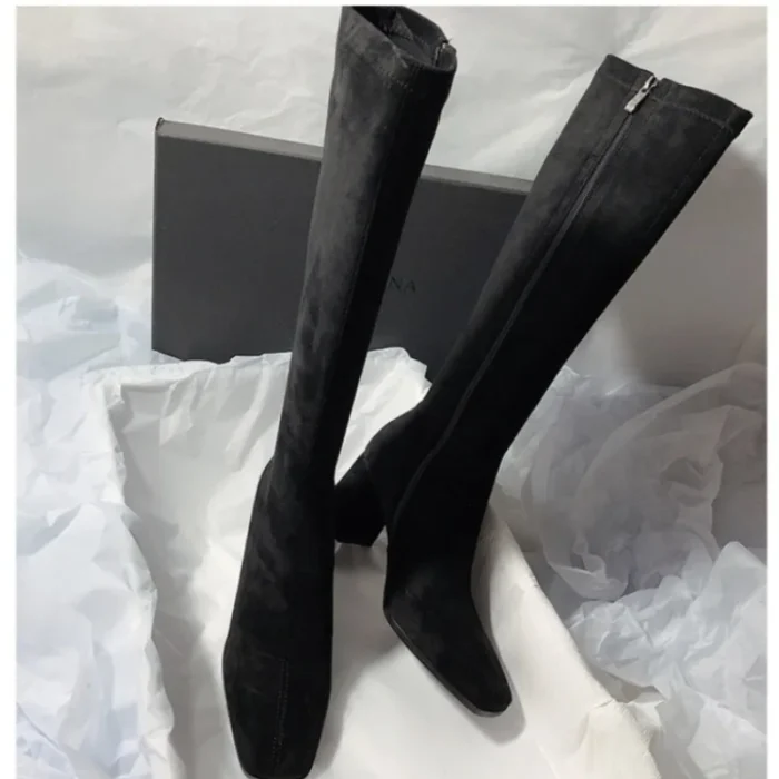 Women’s Knee-High Boots – Suede & Chunky Heel - Image 5