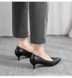 Stylish Pointed Toe High Heels for Air Stewardess Women's Professional Work Shoes Elegant Thin Heel Formal Black Leather Shoes - Image 7