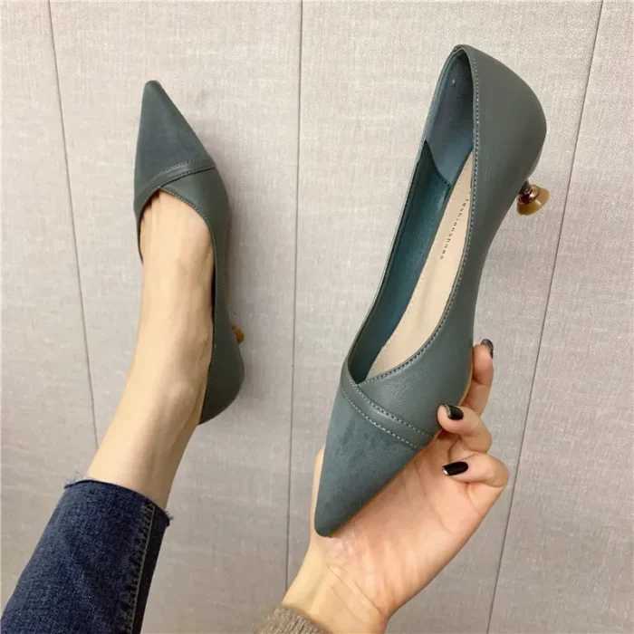 French Style Low Heel Pointed Toe Single Shoes Black Work Shoes 3cm Heel Spring Summer Fashion Flat High Heels Adult Footwear - Image 2