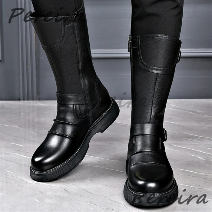 Men’s Leather Boots – Buckle & Winter Style - Image 4