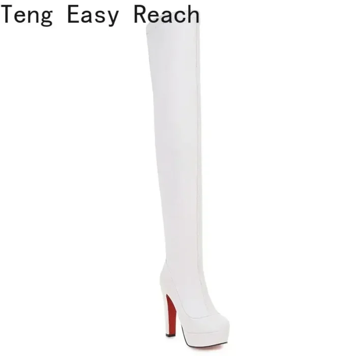 Women’s Overknee Boots – Stretch PU & High Heel - Image 2