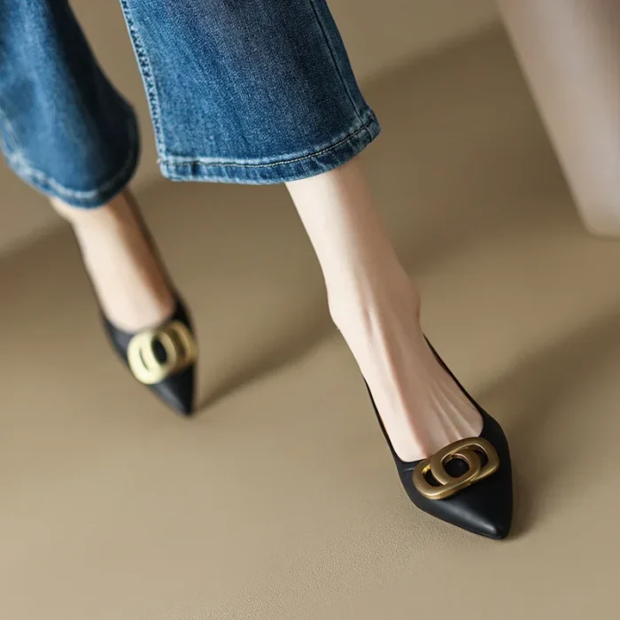 Women’s Heels – Gold Color & Metal Buckle - Image 2