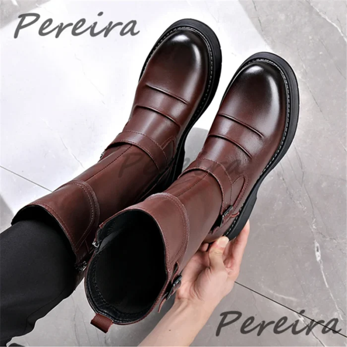 Men’s Leather Boots – Buckle & Winter Style - Image 2