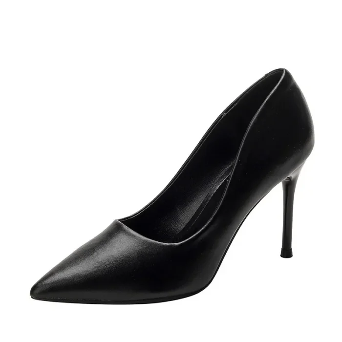 Stylish Pointed Toe High Heels for Air Stewardess Women's Professional Work Shoes Elegant Thin Heel Formal Black Leather Shoes - Image 4