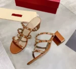 Lady Big Size 33-48 High Heels Slides With Rivets British Style Fashion Women Shoes Outdoor Gold Silver Matte Shiny No V Slipper - Image 23